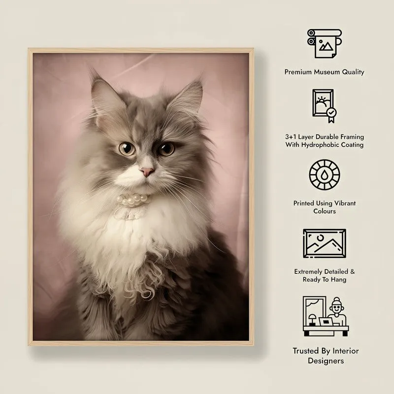 Cat Portrait Archival Canvas Wall Art - Natural Brown Frame media 8
