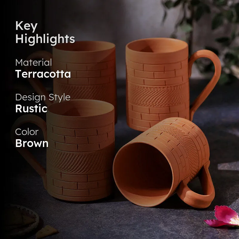 Smarana Terracotta Coffee Mug (400 mL Each) - Set of Four media 2