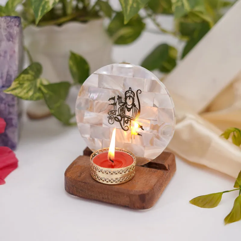 Jai Shree Ram Mother Of Pearl Religious Accent With Tealight Candle Holder media 3