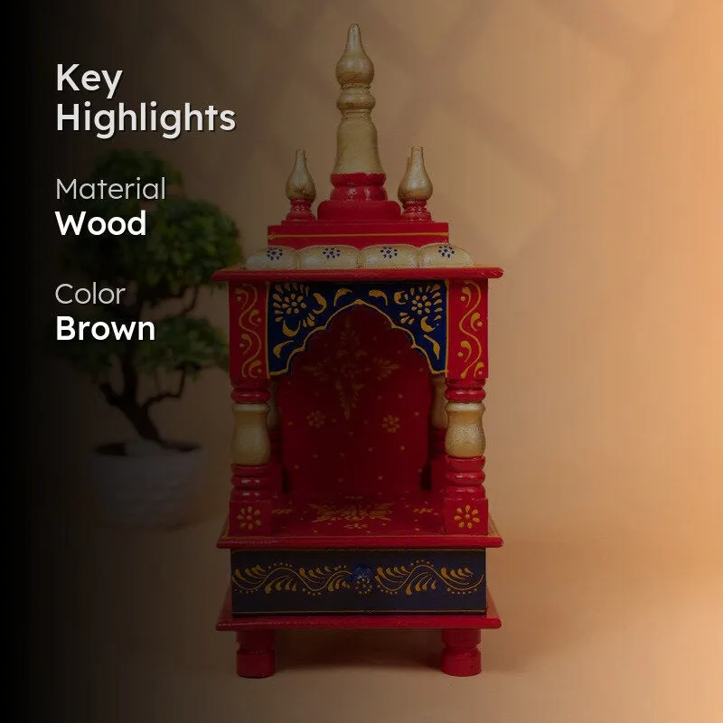 DevLok Handcrafted Wooden Mandir -Red media 2