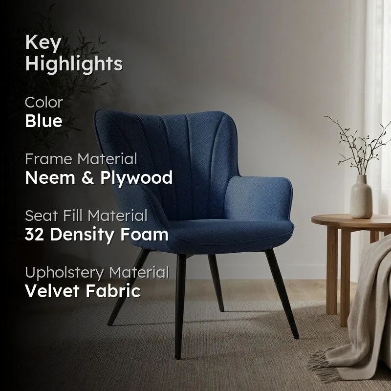 Serenza Neem Wood Accent Chair - Blue media 2