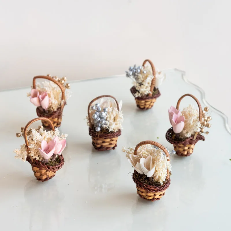 Tritona Mini Floral Basket (Pink & White) - Set Of Six media 1