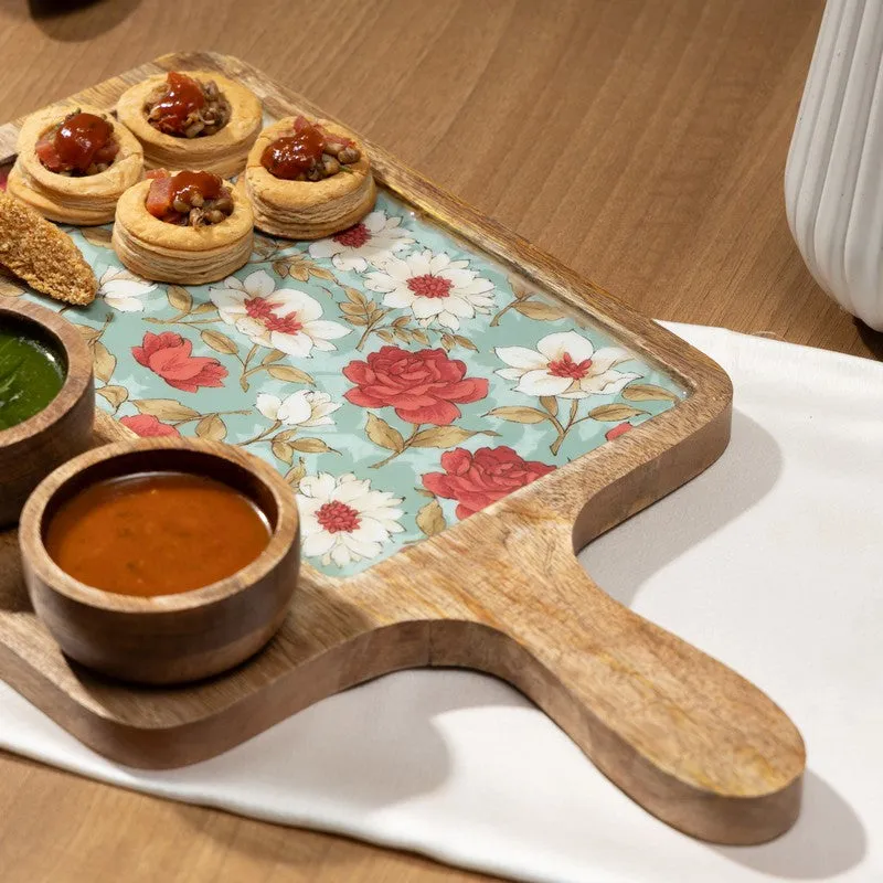 FloriNest Mango Wood Platter With Dip Bowl - Four Piece Set media 7