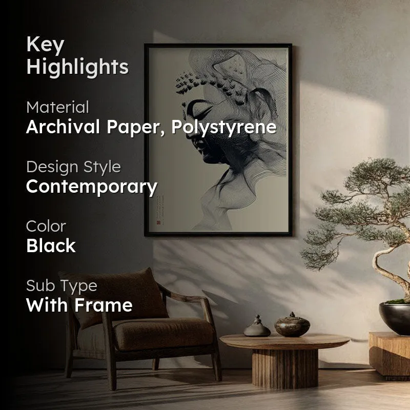 Buddha In Grace Archival Paper Wall Painting With Black Frame media 2