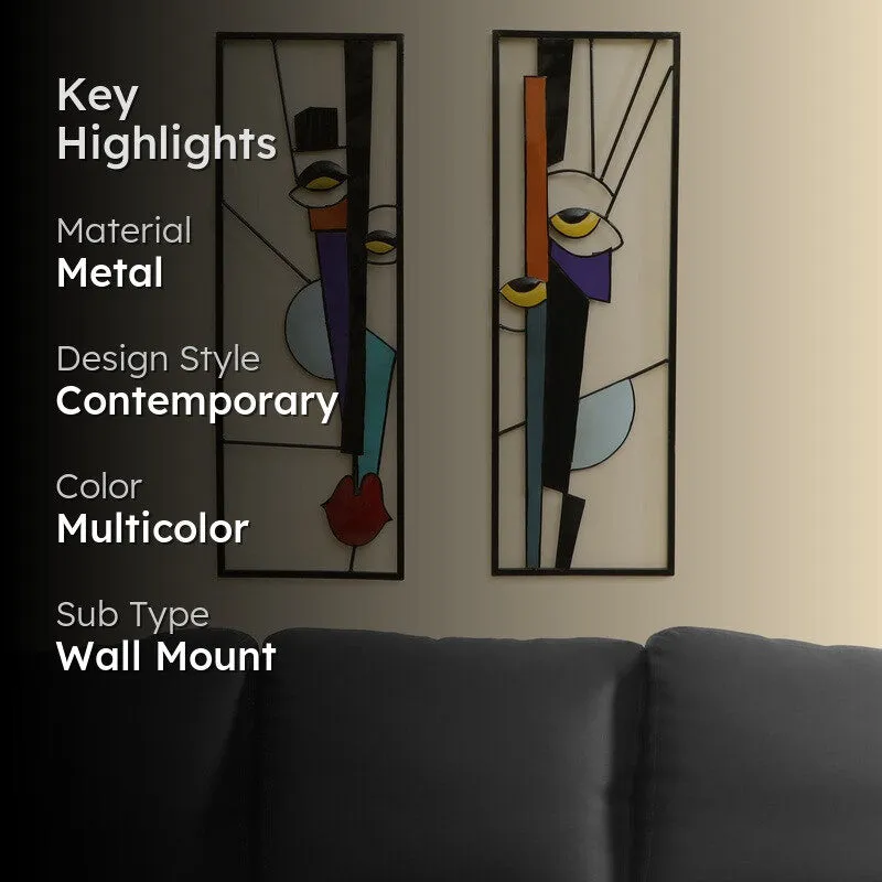 Lines Of Faces Metal Wall Accent - Set Of Two media 2
