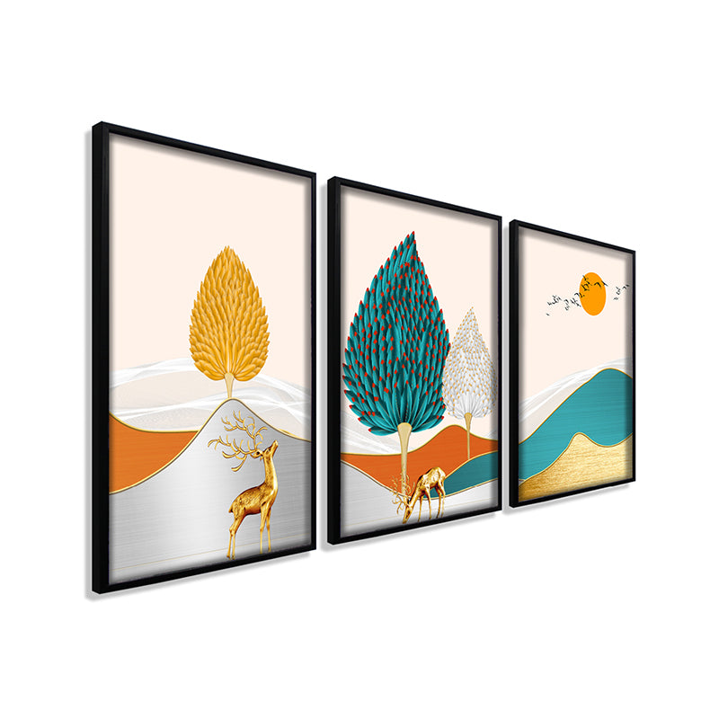 Sylvan Luxe Synthetic Fibre Wall Art With Frame - Set Of Three media 5