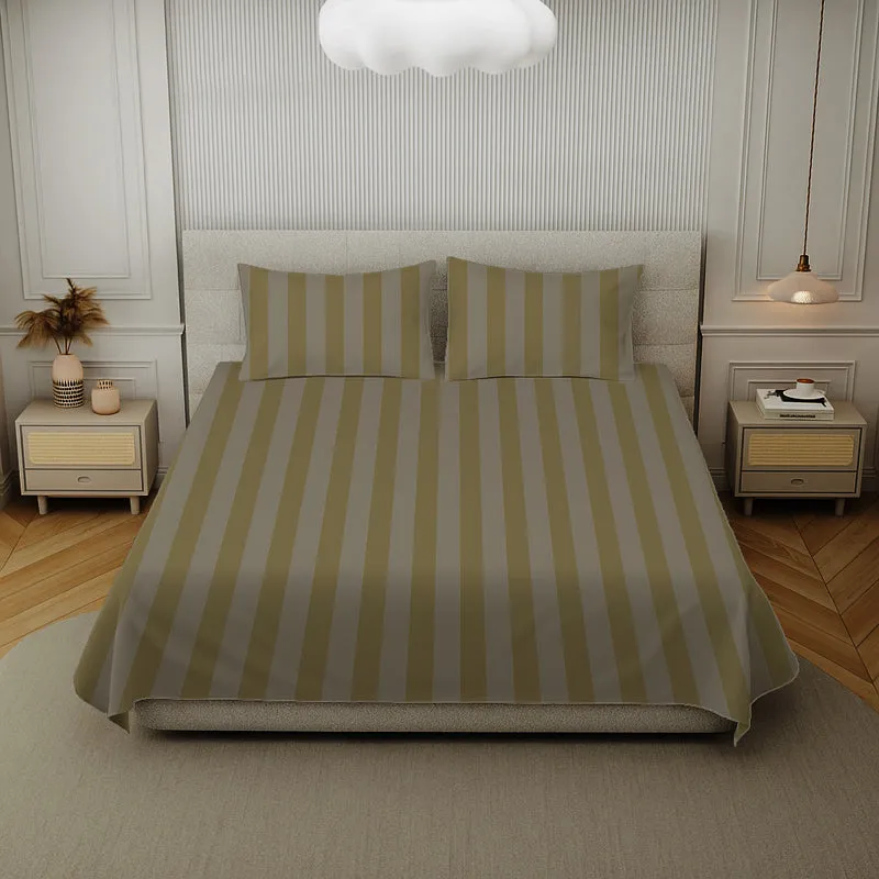 Elegance Striped Cotton Bedsheet (Dark Grey) - 210 TC media 3