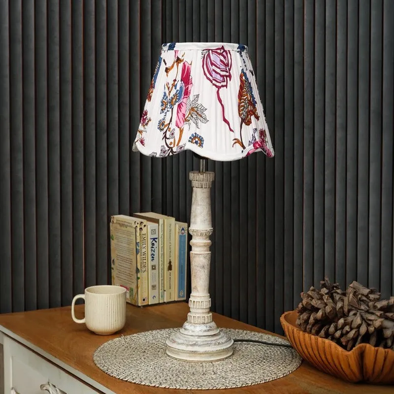 Bloomcrest Wooden Base Cotton Table Lamp - Multicolor media 3