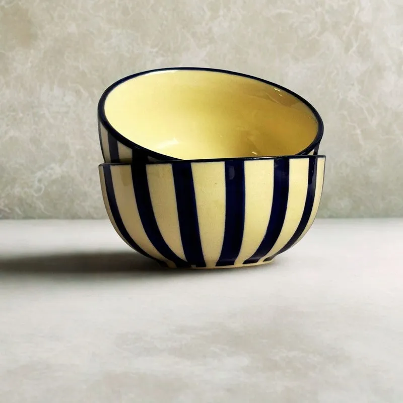 Crafted Ceramic Snack Bowls (Blue,White, 200 mL Each) - Set Of Two media 5