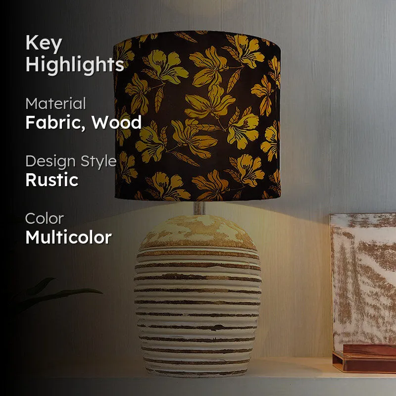 Iris Blooms Carved Fabric Table Lamp - Multicolor media 2
