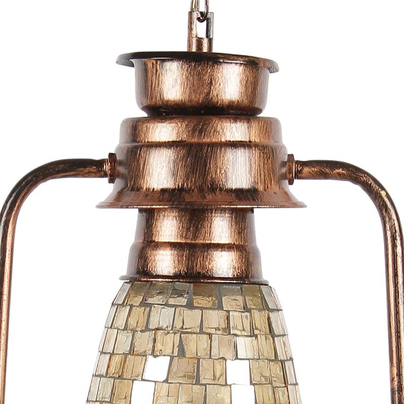Avina Mosaic Lantern Glass Ceiling Lamp - Copper media 4