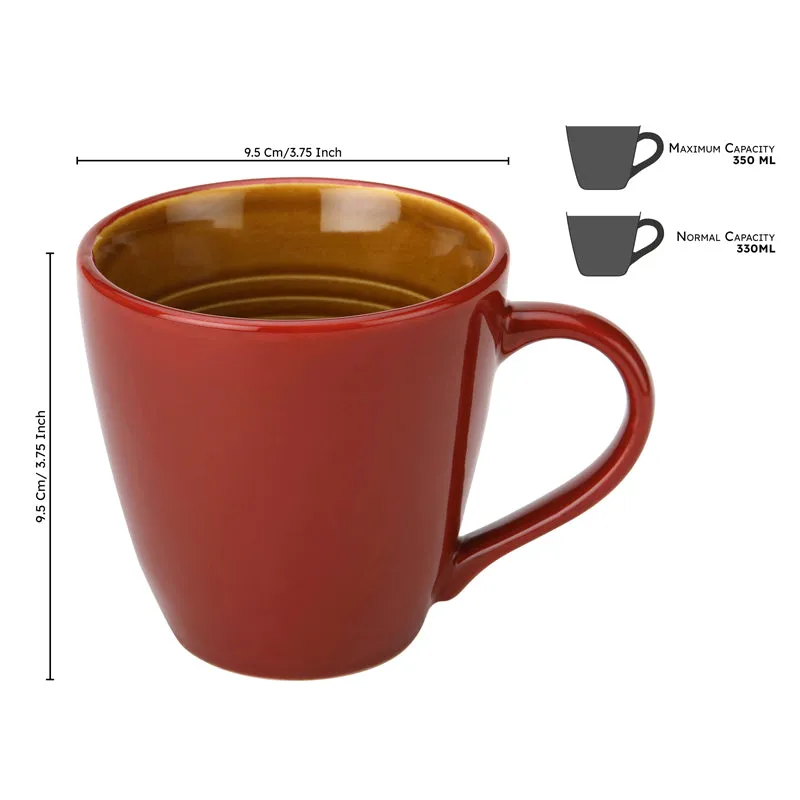 Karvaa Ceramic Coffee Mug (Red/350 mL Each) - Set Of Two media 8
