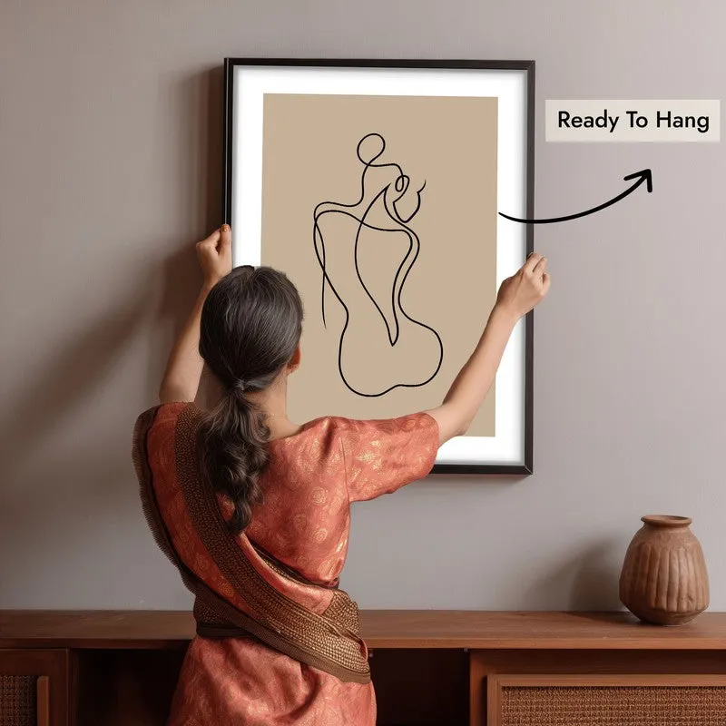 Vellum Nude Canvas Wall Painting With Black Frame media 10