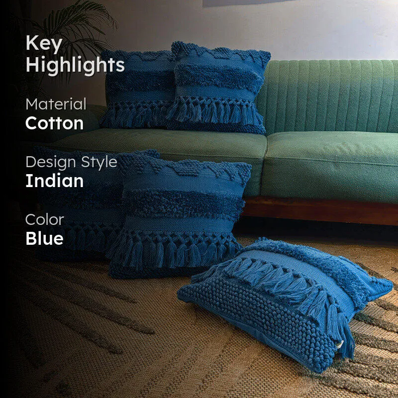 Squish-A-Lot Tufted Cushion Cover (Blue) - Set Of Five media 2