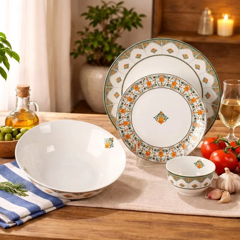 Heritage Line 24k Gold Brushed Dinner Set  (Orange,White)- 20 Piece Set media 3