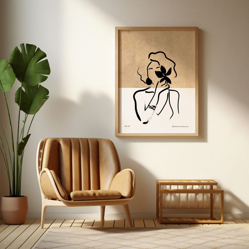 Mystique Archival Canvas Wall Art - Natural Brown Frame