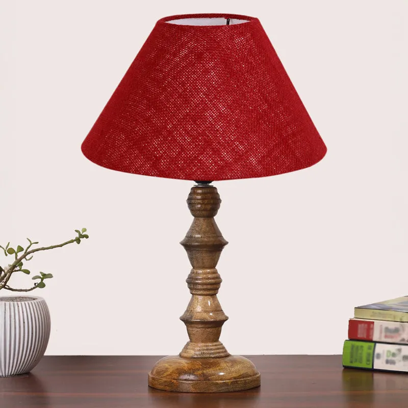 Sienna II Timber Wooden Table Lamp - Red,Brown media 3