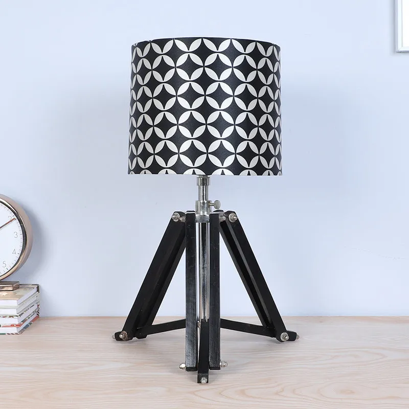 Tatania Printed Tripod Mango Wood Table Lamp - Black,White media 4