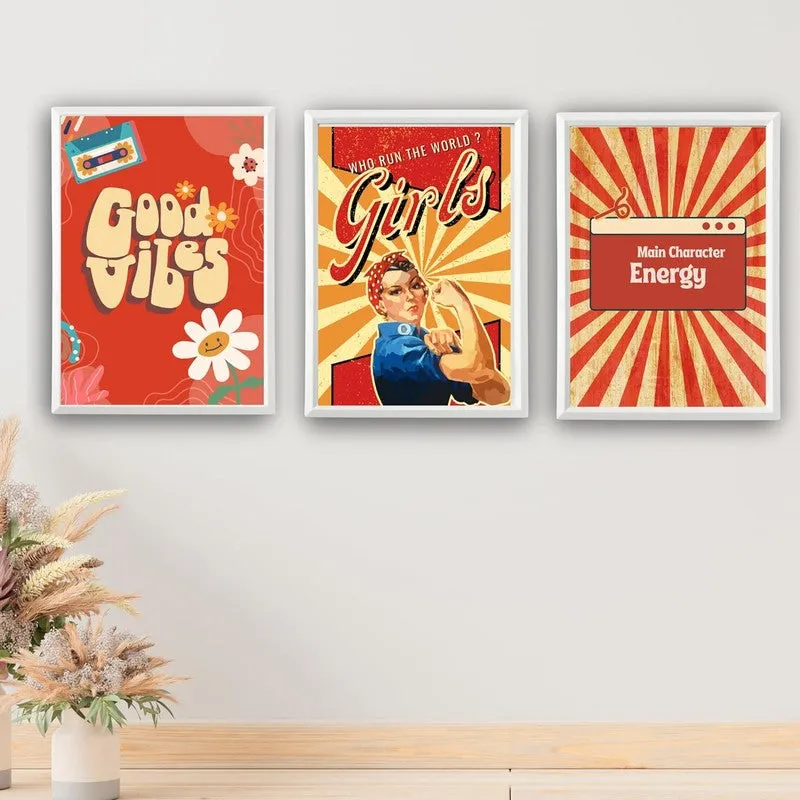Retro Boost Paper Wall Painting With Frame - White media 3