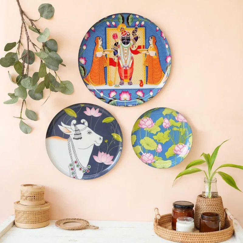 Vrindavana Charm Wall Plate - Set Of Three media 1