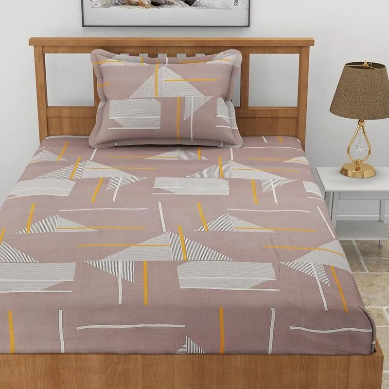 Huxley Abstract Microfiber Bedsheet (Light Brown) - 130 GSM media 1