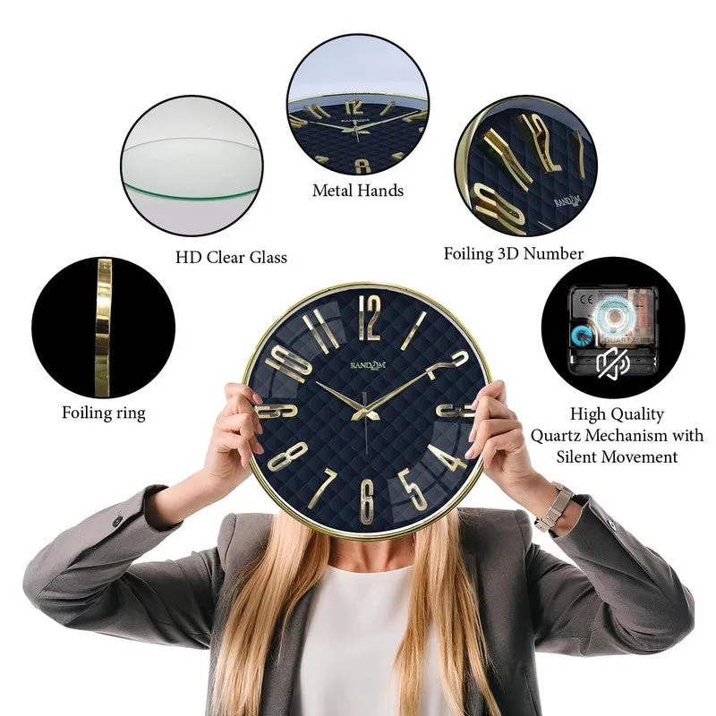 Elite Numeric Plastic Wall Clock - Blue & Gold media 7