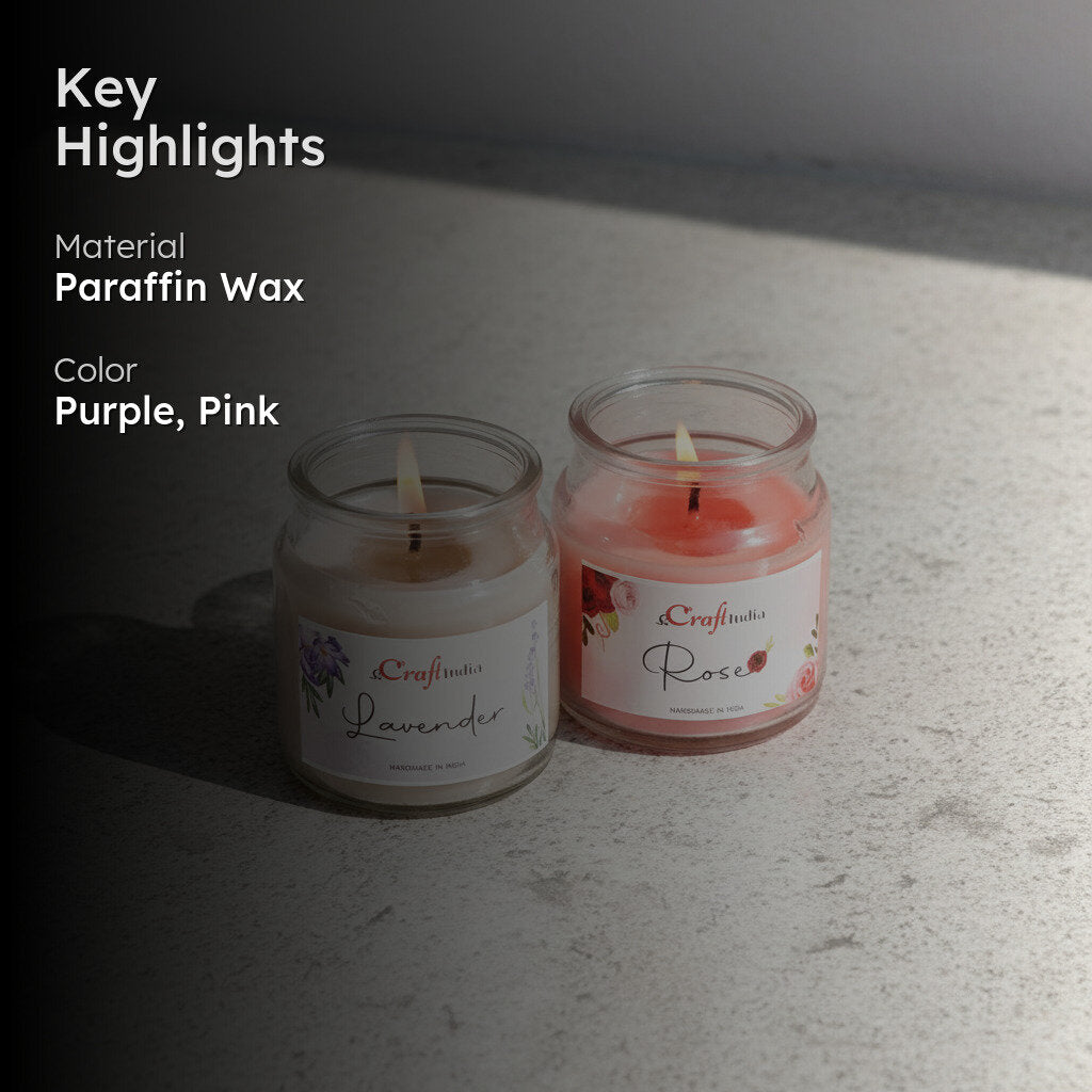 Lavender & Rose Scented Jar Candle - Set Of Two media 2