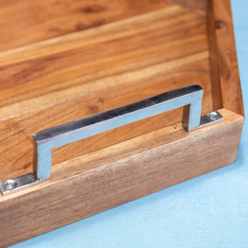 ChefServe Wood Serving Tray - Brown,Silver media 7