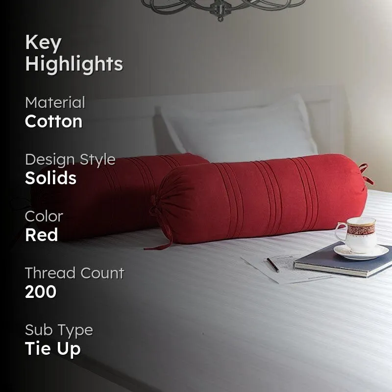 Swayam Red Comfort Bolster Cover - Set Of Two media 2
