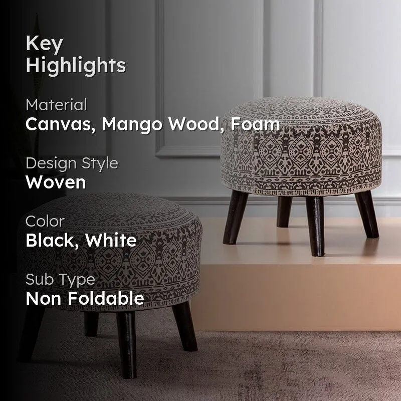 Chenova Cotton Ottoman (Black & White) - Set Of Two media 2