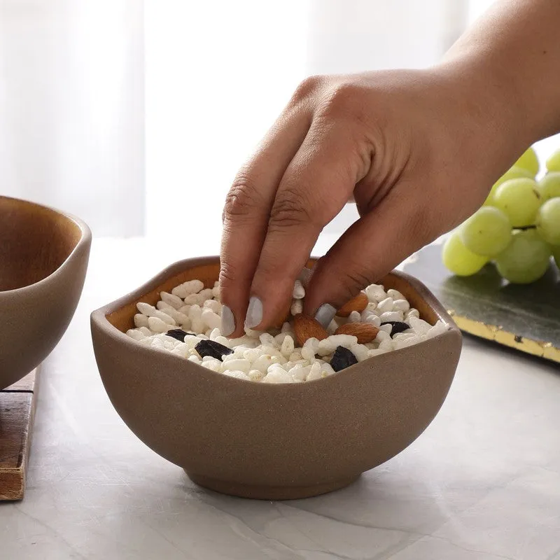 Matte Brown Hexa-Shaped Stoneware Bowl - 400 mL media 5