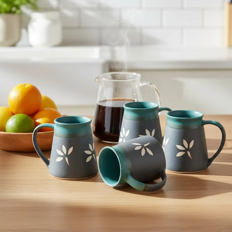 Ceramic Ceramic Coffee Mug (270 mL Each,Green,Black) - Set Of Four media 6
