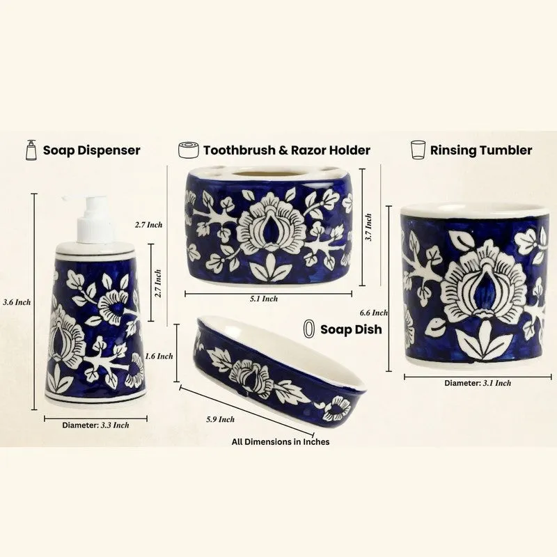 Floral Aura Ceramic Bathroom Set - Four Piece Set media 7