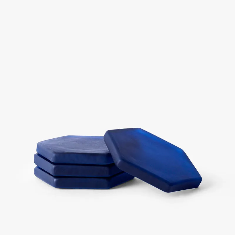 Glossy Hexa Glass Coaster (Blue) - Set Of Four media 4