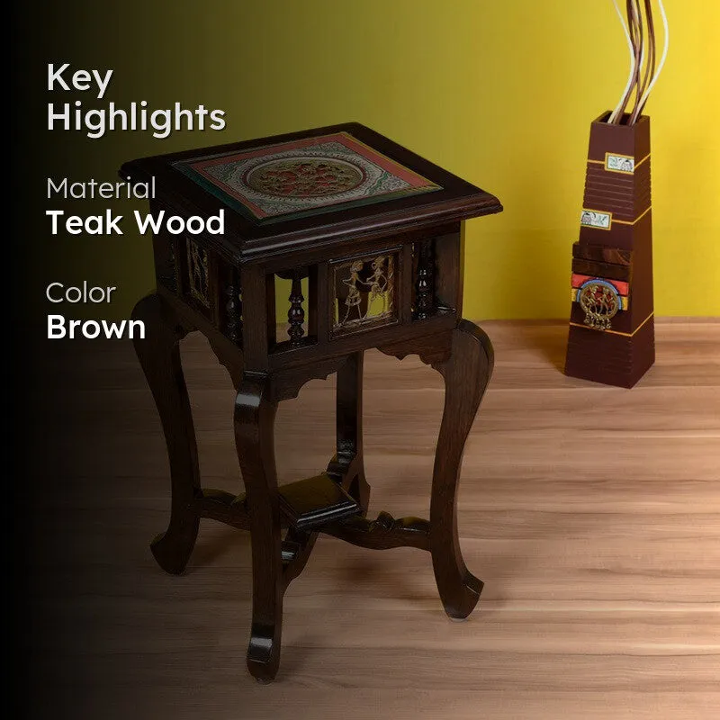 Karma Teak Wood Side Table media 2