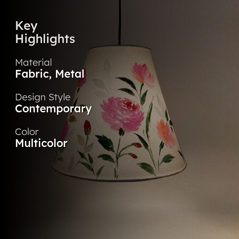 Pastel Bloom Handpainted Fabric Ceiling Lamp media 2
