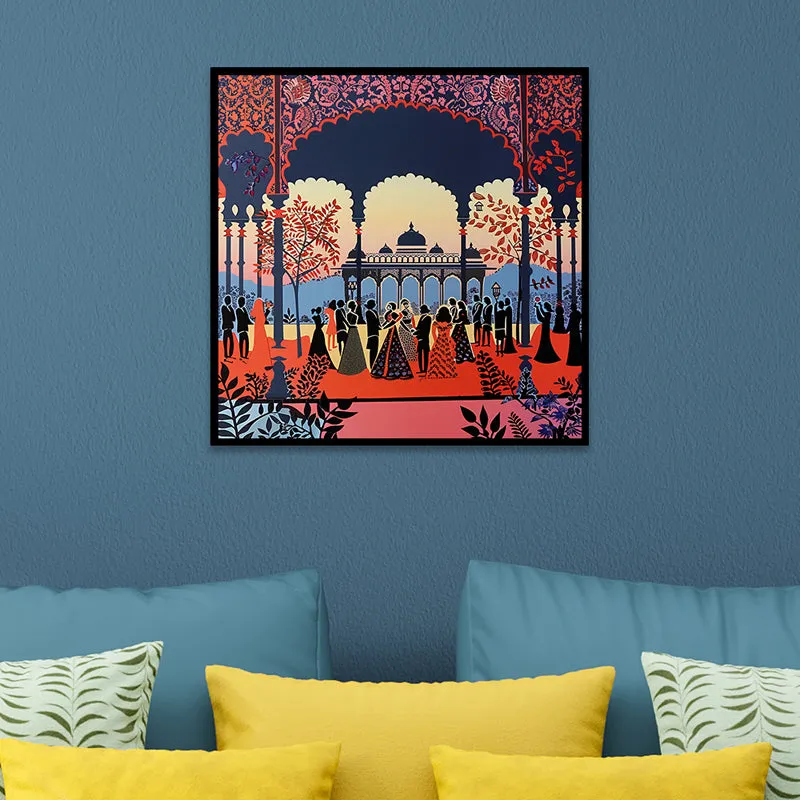 Mughal Sabha Canvas Wall Art With Frame media 1