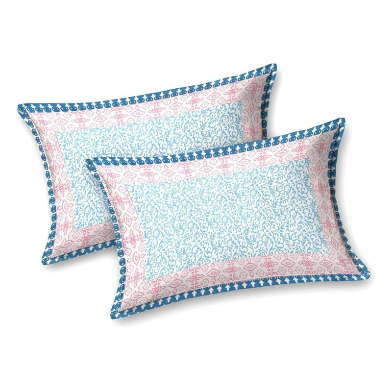 Blossomon Cotton Bedsheet (Blue,Ivory) - 240 TC media 4