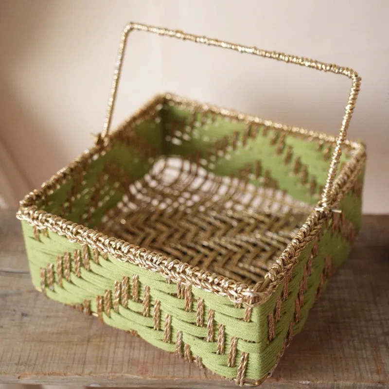 Aarohi Zari Woven (Cotton,Metal,Zari) Storage Basket media 5