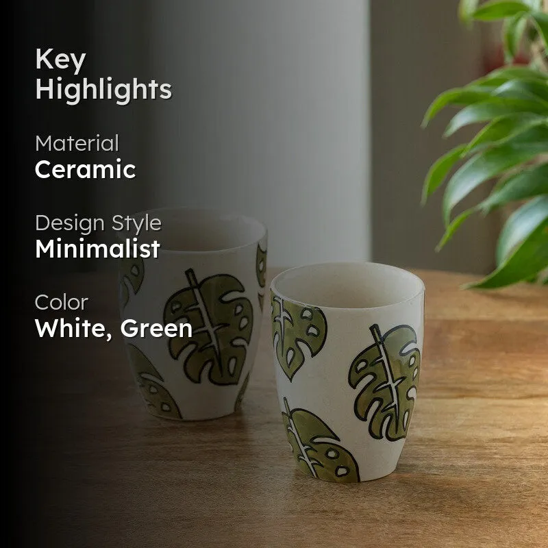 Leaf Ceramic Coffee Mug (280 mL Each) - Set Of Two media 2