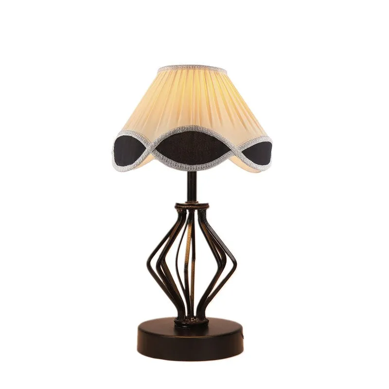 Aurevien Cotton Table Lamp With Wooden Base - Ivory media 7