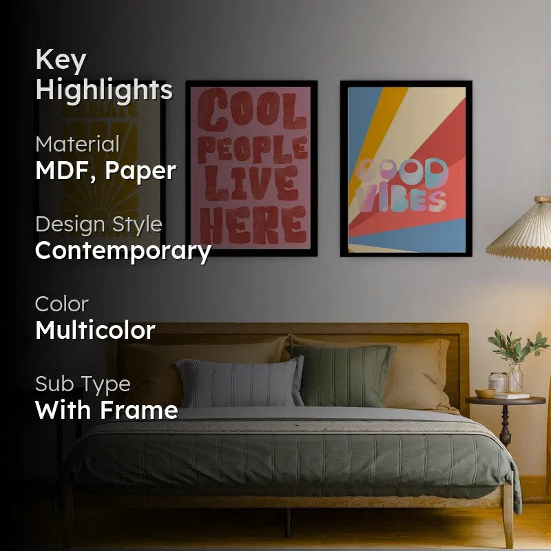 Positivity Pop Paper Wall Painting With Frame - Black media 2