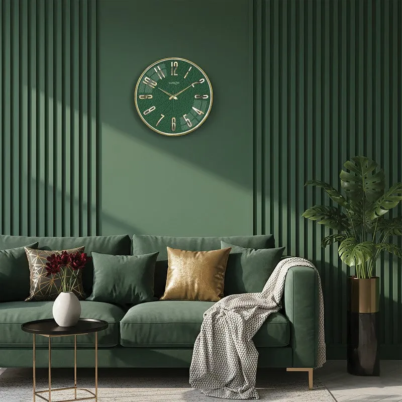 Elite Numeric Plastic Wall Clock - Green & Gold media 4