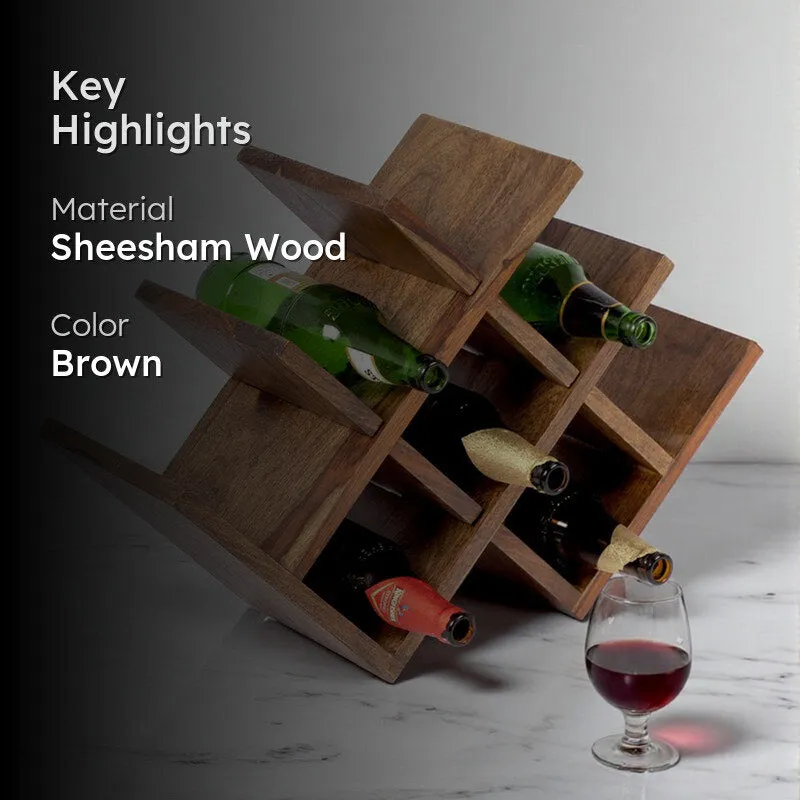 Xverox Sheesham Wooden Wine Rack - Light Brown media 2