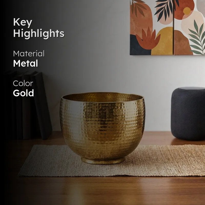Finasa Metal Hammered Planter - Gold media 2