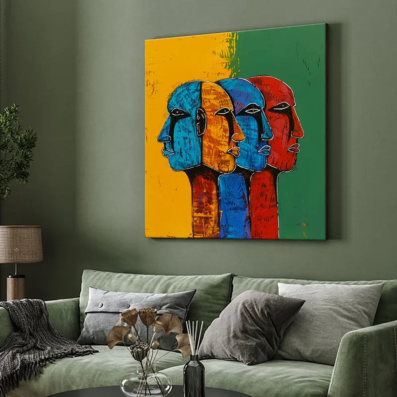 Tribal Colorful Faces Wall Painting media 4