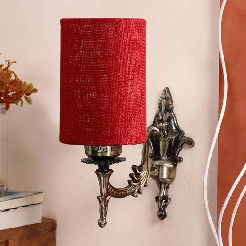 Vista Edrel Cylindrical Fabric & Metal Wall Lamp - Maroon media 3