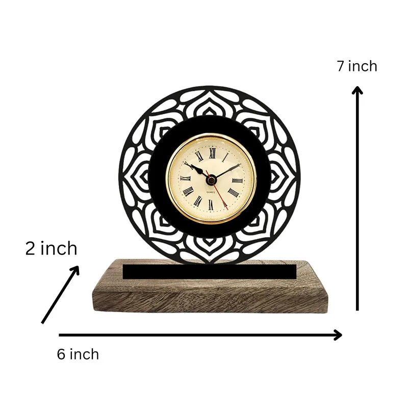 Mandala Noir Analog Table Clock media 5