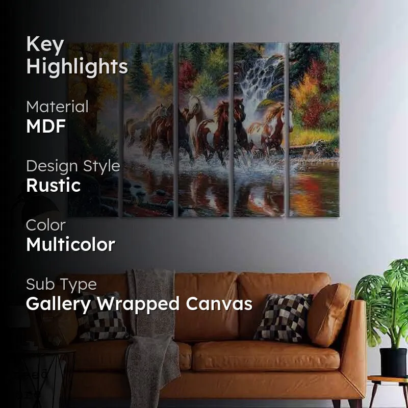 River Horses Wall Art - Set of Five media 2