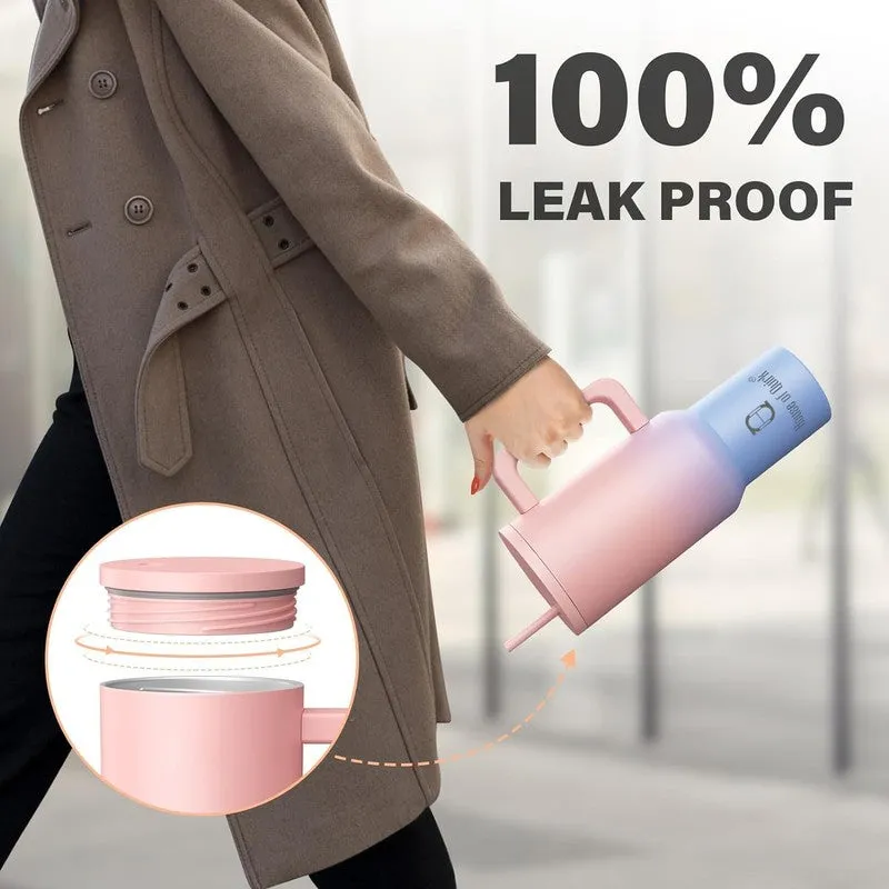 Opal Wave Stainless Steel Tumbler (1200 ML) - Pink & Grey media 5